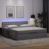 Cama otomana colchón y LED cuero sintético gris 160x200 cm