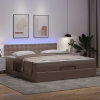 Cama otomana colchón y LED cuero sintético capuchino 160x200cm