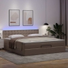 Cama otomana colchón y LED cuero sintético capuchino 180x200cm