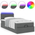 Cama otomana con colchón y LED tela gris oscuro 90x200 cm