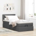 Cama otomana con colchón y LED tela gris oscuro 90x200 cm