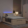 Cama otomana con colchón y luces LED tela crema 120x190cm