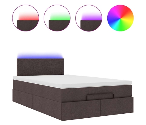Cama otomana con colchón marrón oscuro 120x200 cm tela