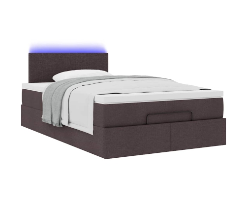 Cama otomana con colchón marrón oscuro 120x200 cm tela