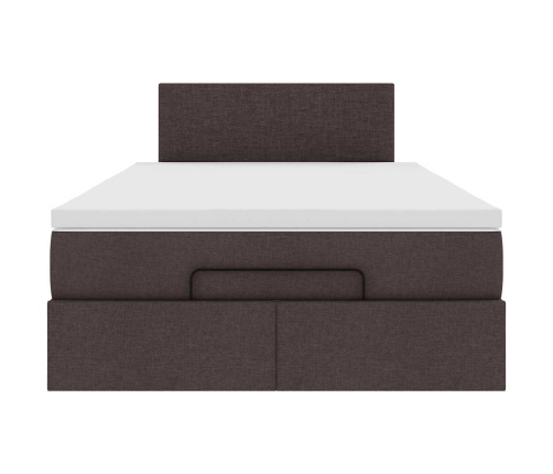 Cama otomana con colchón marrón oscuro 120x200 cm tela