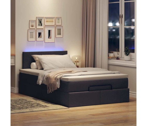 Cama otomana con colchón marrón oscuro 120x200 cm tela