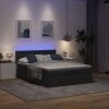 Cama otomana con colchón LED negra 140x190 cm tela