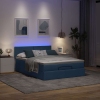 Cama otomana con colchón LED azul 140x190 cm tela