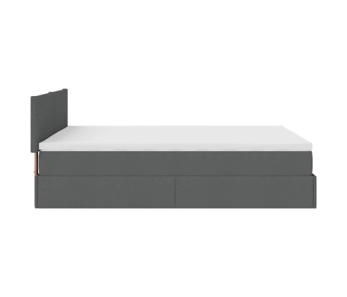 Cama otomana con colchón LED gris oscuro 140x200 cm tela
