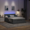 Cama otomana con colchón LED gris oscuro 140x200 cm tela