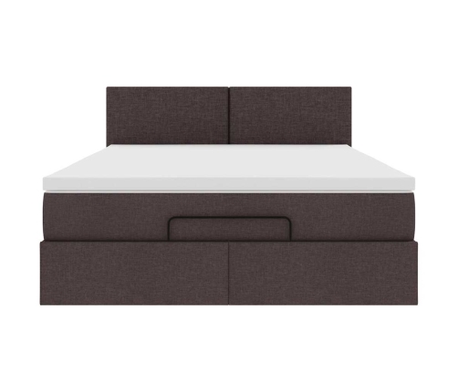 Estructura cama otomana colchón tela marrón oscuro 140x200cm