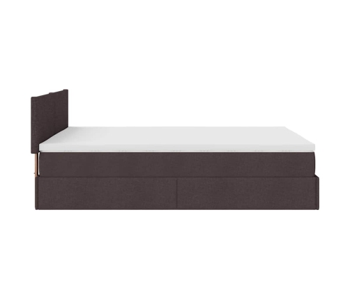 Estructura cama otomana colchón tela marrón oscuro 140x200cm