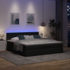 Cama otomana con colchón y LED tela gris oscuro 180x200cm