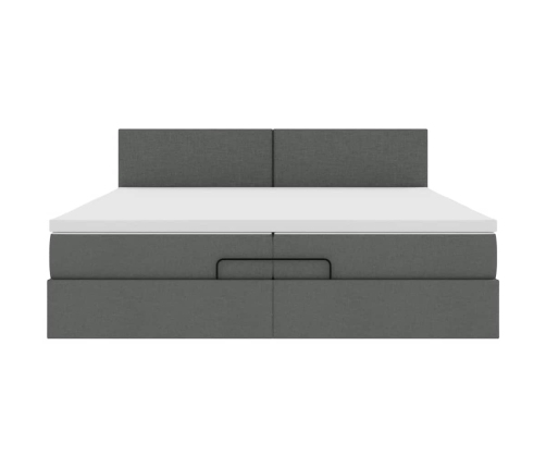 Estructura cama otomana colchones tela gris oscuro 200x200cm