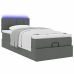 Cama otomana con colchón y LED tela gris oscuro 80x200cm