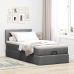 Cama otomana con colchón y LED tela gris oscuro 80x200cm