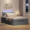 Cama otomana con colchón y LED tela gris oscuro 120x190 cm