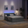 Cama otomana con colchón LED gris oscuro 140x190 cm tela