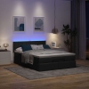 Cama otomana con colchón LED negra 140x190 cm tela