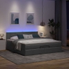 Cama otomana con colchón y LED tela gris oscuro 180x200cm