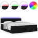 Cama otomana con colchón y luces LED tela negra 180x200cm