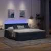 Cama otomana con colchón y luces LED tela azul 180x200cm