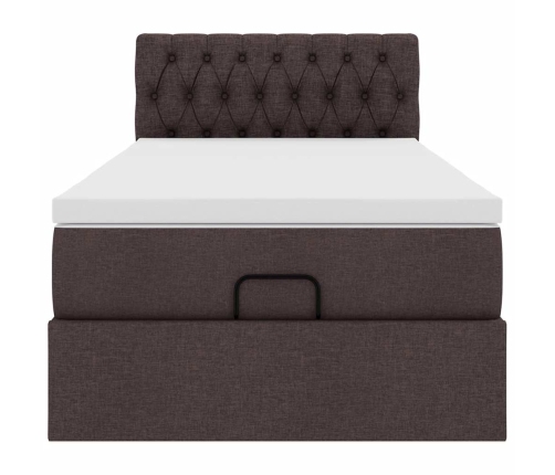 Estructura cama otomana colchón tela marrón oscuro 80x200cm