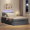 Cama otomana con colchón y LED tela gris oscuro 120x190 cm