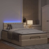 Cama otomana con colchón y luces LED tela crema 120x190cm