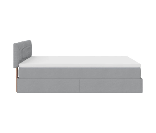 Cama otomana con colchón LED gris claro 140x190 cm tela