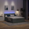 Cama otomana con colchón LED gris oscuro 140x190 cm tela