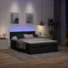 Cama otomana con colchón LED negra 140x190 cm tela