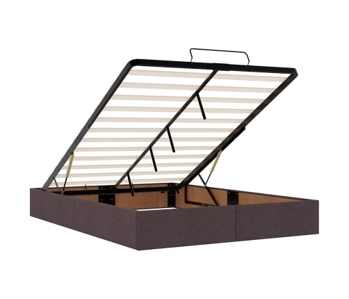 Cama otomana con colchón LED marrón oscuro 140x190 cm tela