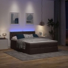 Cama otomana con colchón LED marrón oscuro 140x190 cm tela