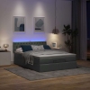 Cama otomana con colchón LED gris oscuro 140x200 cm tela