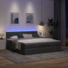 Cama otomana con colchón y LED tela gris oscuro 180x200cm