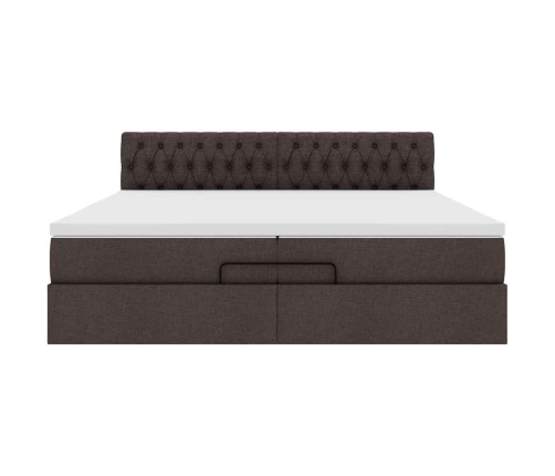 Estructura cama otomana colchones tela marrón oscuro 200x200cm
