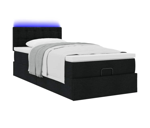 Estructura cama otomana colchón tela negra 90x190 cm