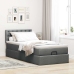 Cama otomana con colchón y LED tela gris oscuro 90x200 cm
