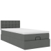 Cama otomana con colchón y LED tela gris oscuro 90x200 cm