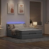 Cama otomana con colchón LED gris claro 140x190 cm tela