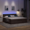 Cama otomana con colchón y LED tela marrón oscuro 180x200cm