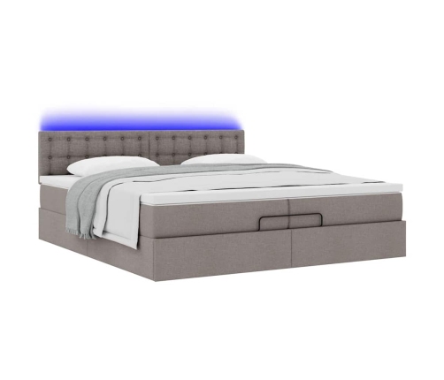 Estructura de cama otomana con colchones tela topo 200x200cm