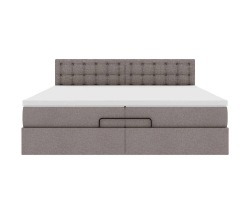 Estructura de cama otomana con colchones tela topo 200x200cm