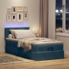 Estructura de cama otomana con colchón terciopelo azul oscuro