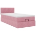 Estructura cama otomana con colchón terciopelo rosa 90x190cm