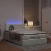 Cama otomana con colchón y LED terciopelo gris claro 120x190 cm