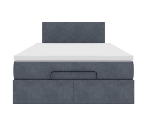 Estructura cama otomana colchón terciopelo gris oscuro