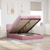 Estructura cama otomana con colchón terciopelo rosa 140x190 cm