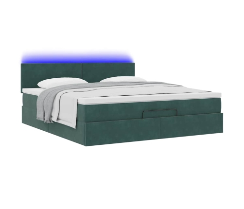 Estructura de cama otomana con colchón verde oscuro 160x200 cm